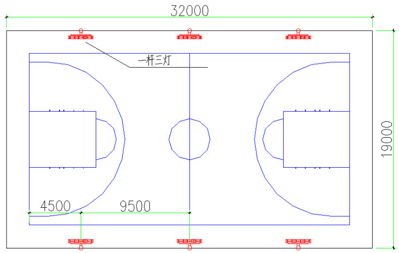 四种不同要求的篮球场照明设计方案