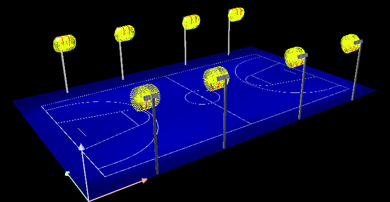 四种不同要求的篮球场照明设计方案